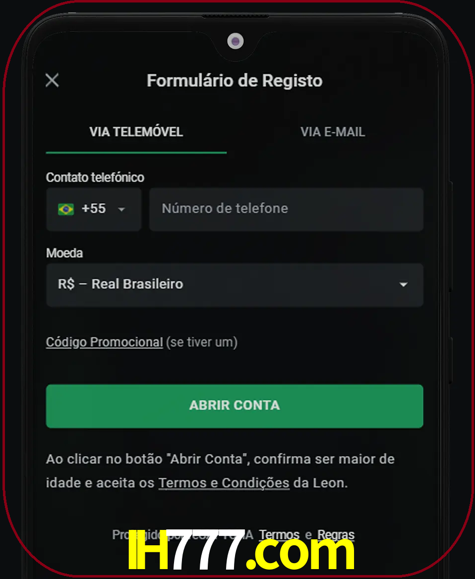 Abra o aplicativo e inicie o processo de registro.
